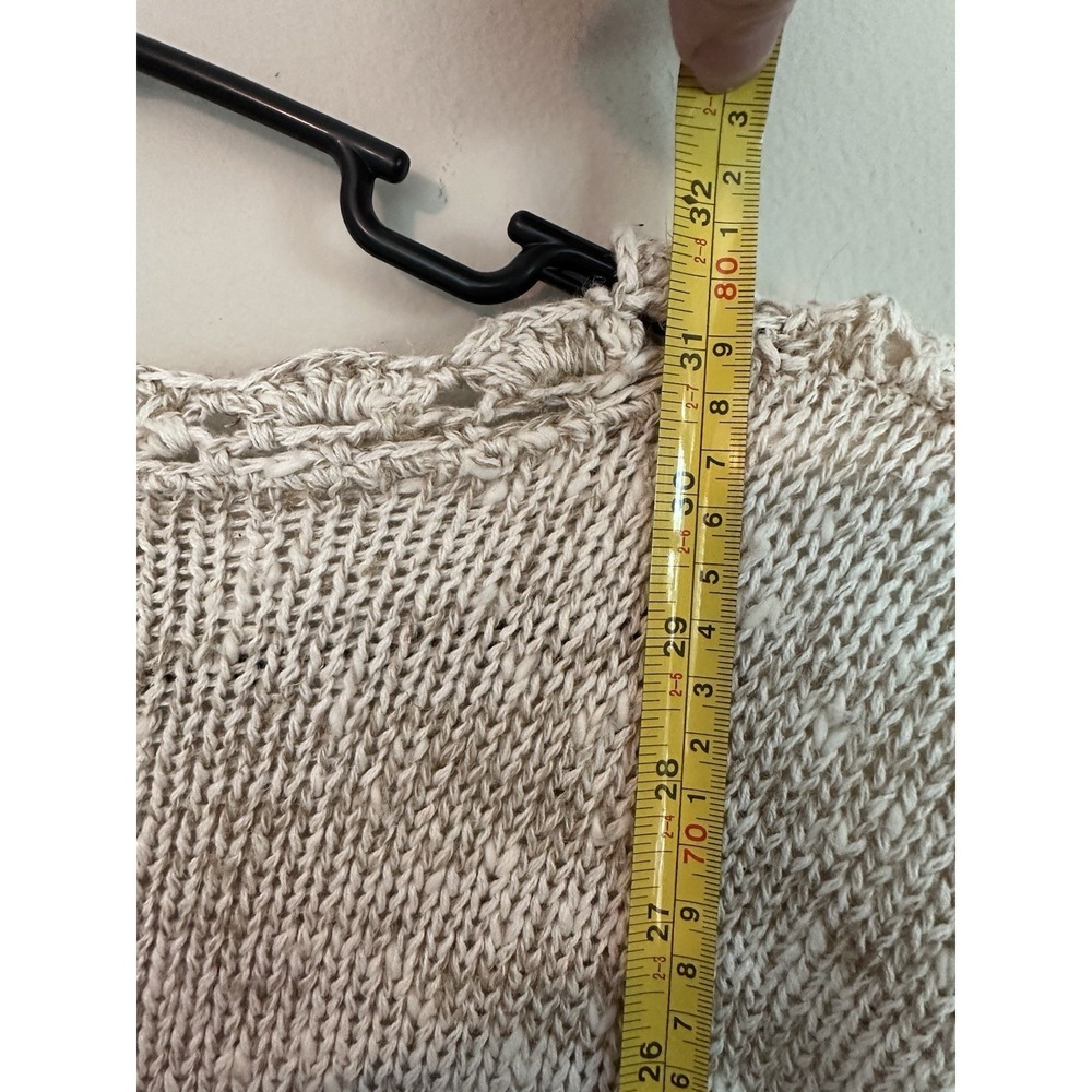 Vintage‎ 100% Ramie/Cotton Knotted Crochet Oatmeal Sweater 3/4 Sleeve Size SMALL - Picture 15 of 16